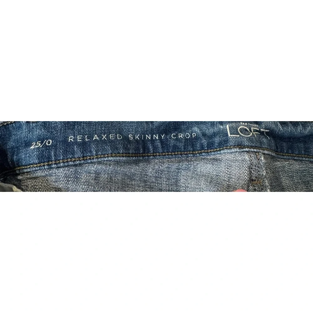 Ann Taylor Loft Women Jeans‎ Relaxed Skinny Cropped Raw Hem Denim Blue 25